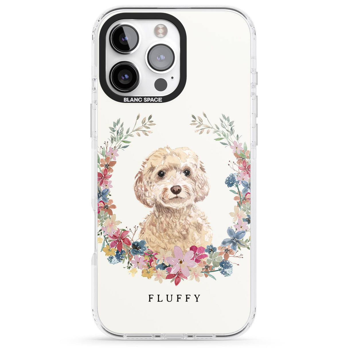 iPhone 16 Pro Max Personalised Champagne Cockapoo - Watercolour Dog Portrait Black Impact Phone Case