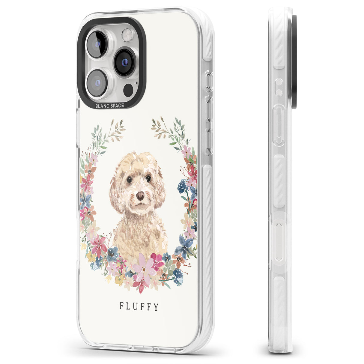 iPhone 16 Pro Max Personalised Champagne Cockapoo - Watercolour Dog Portrait Black Impact Phone Case