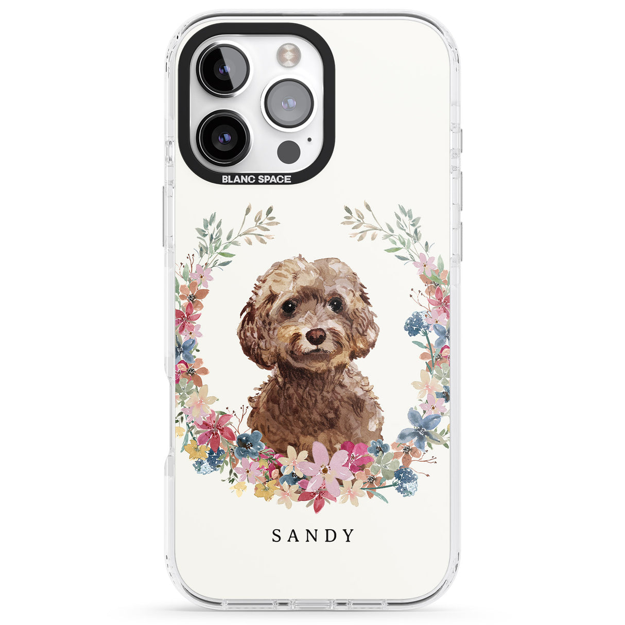 iPhone 16 Pro Max Personalised Brown Cockapoo - Watercolour Dog Portrait Black Impact Phone Case