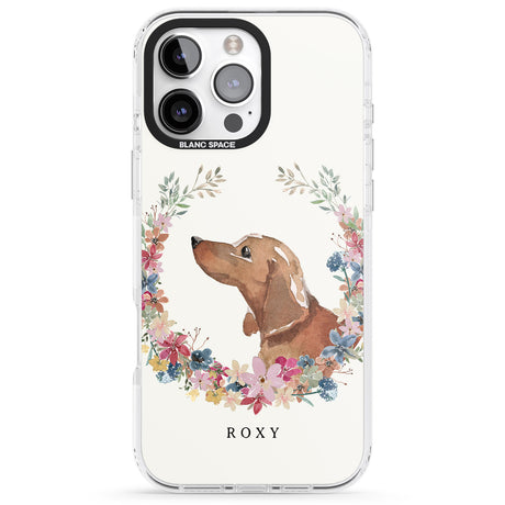 iPhone 16 Pro Max Personalised Tan Dachshund - Watercolour Dog Portrait Black Impact Phone Case