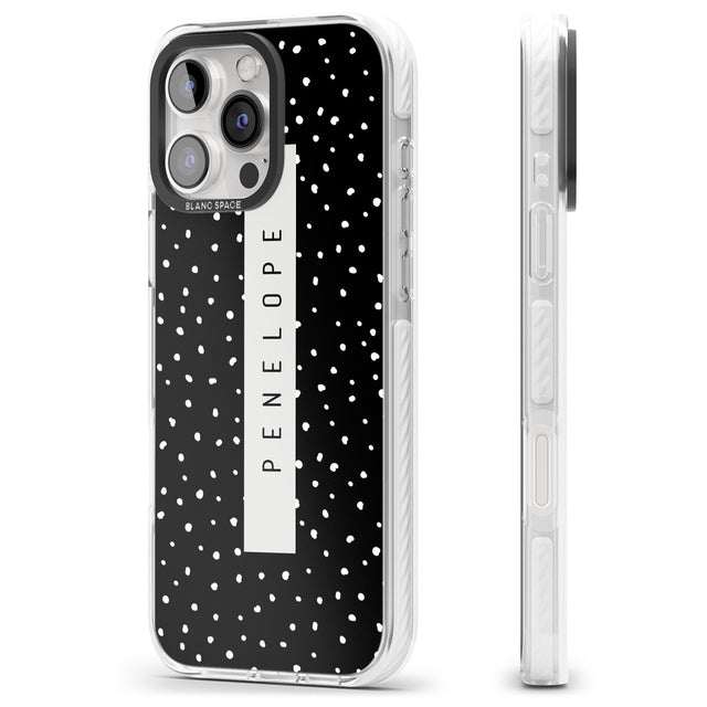 iPhone 16 Pro Max Personalised Black Dots Black Impact Phone Case