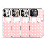 iPhone 16 Pro Max Personalised Pink Polka Black Impact Phone Case