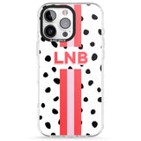 iPhone 16 Pro Max Personalised Polka & Pink Stripe Black Impact Phone Case