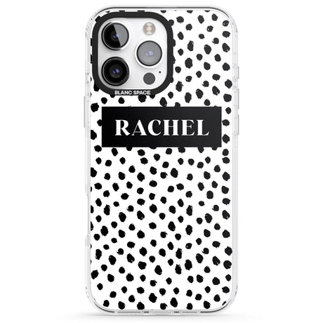 iPhone 16 Pro Max Personalised Black Bar & Dots Black Impact Phone Case