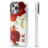 iPhone 16 Pro Max Personalised Clear Vintage Floral Red Roses Black Impact Phone Case