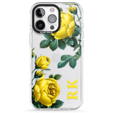 iPhone 16 Pro Max Personalised Clear Vintage Floral Yellow Roses Black Impact Phone Case