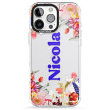 iPhone 16 Pro Max Personalised Text with Floral Borders Black Impact Phone Case