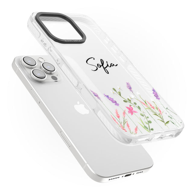 Personalised Lavender Wildflowers Impact Phone Case for iPhone 16 Pro, iPhone 16 Pro Max