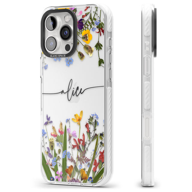 iPhone 16 Pro Max Personalised Wildflower Floral Black Impact Phone Case