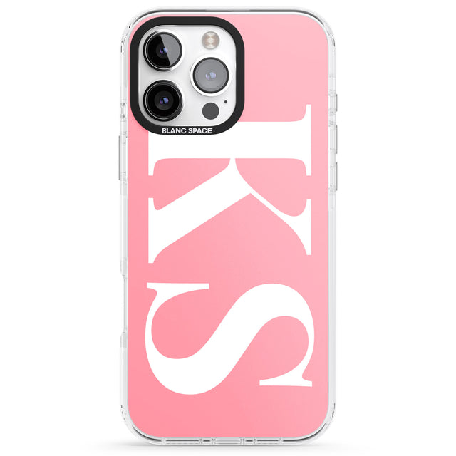 iPhone 16 Pro Max Personalised White & Pink Letters Black Impact Phone Case