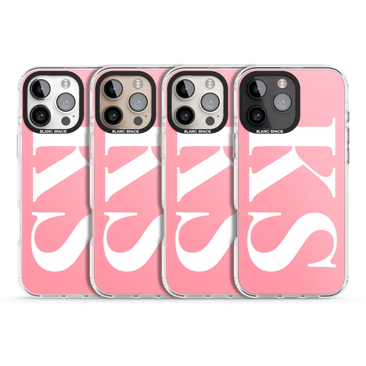 iPhone 16 Pro Max Personalised White & Pink Letters Black Impact Phone Case