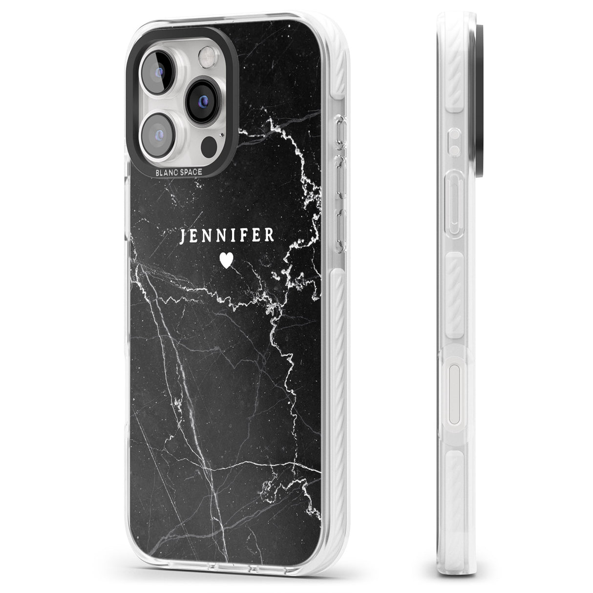 iPhone 16 Pro Max Personalised Black Marble 2 Black Impact Phone Case