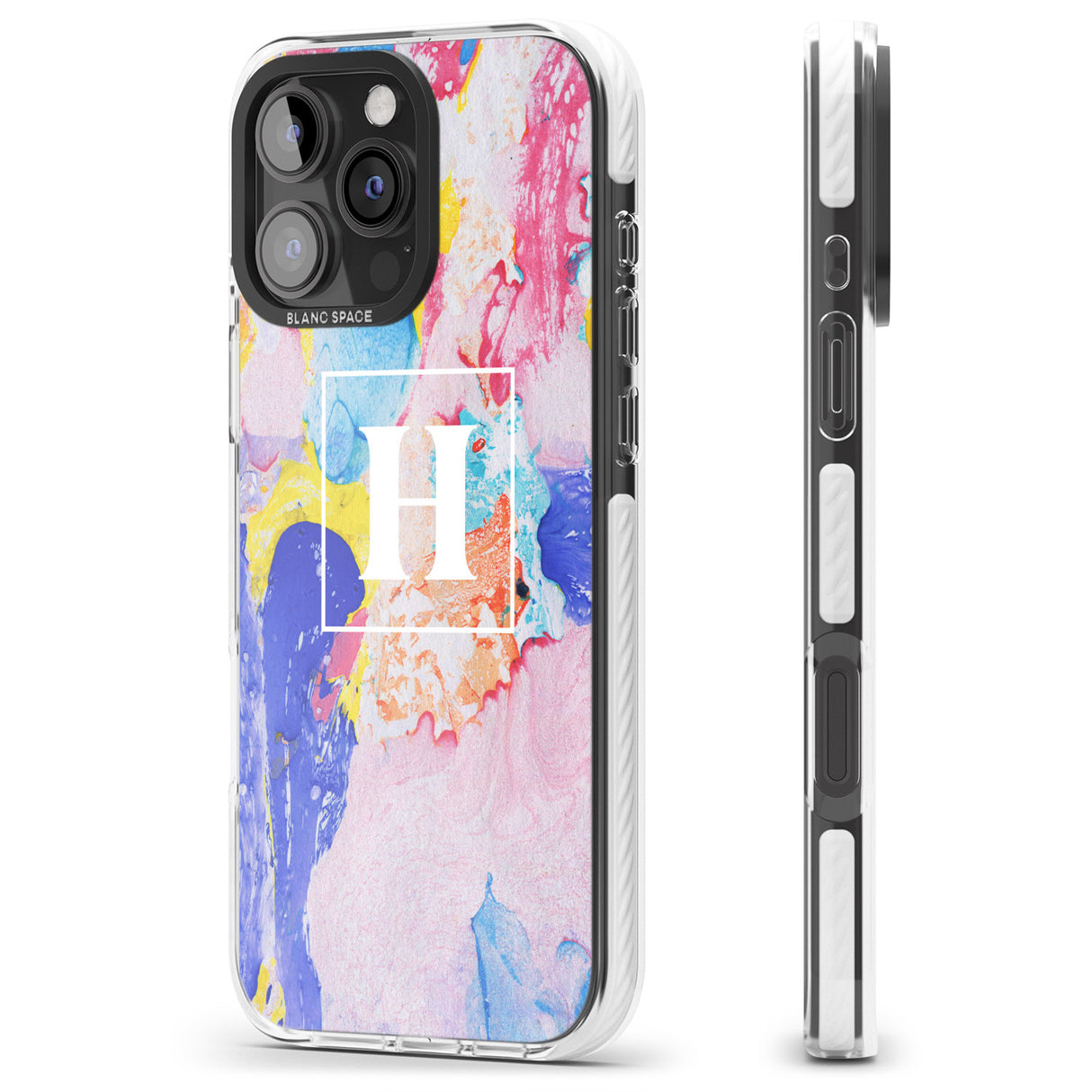 iPhone 16 Pro Max Personalised Mixed Pastels Marbled Paper Black Impact Phone Case