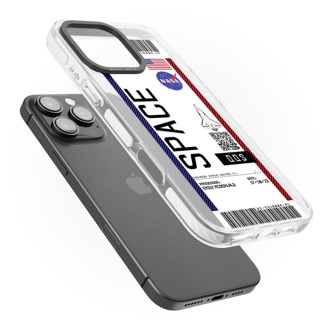 iPhone 16 Pro Max Personalised NASA Boarding Pass (Light) Black Impact Phone Case