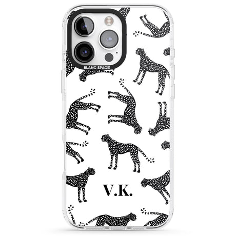 iPhone 16 Pro Max Personalised Cheetah Black & White Black Impact Phone Case