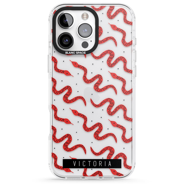 iPhone 16 Pro Max Personalised Snake Pattern Black Impact Phone Case