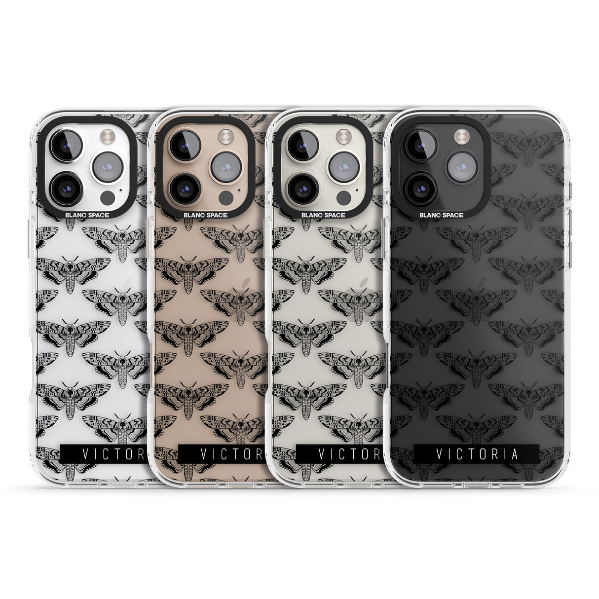 iPhone 16 Pro Max Personalised Hawk Moth Pattern Black Impact Phone Case