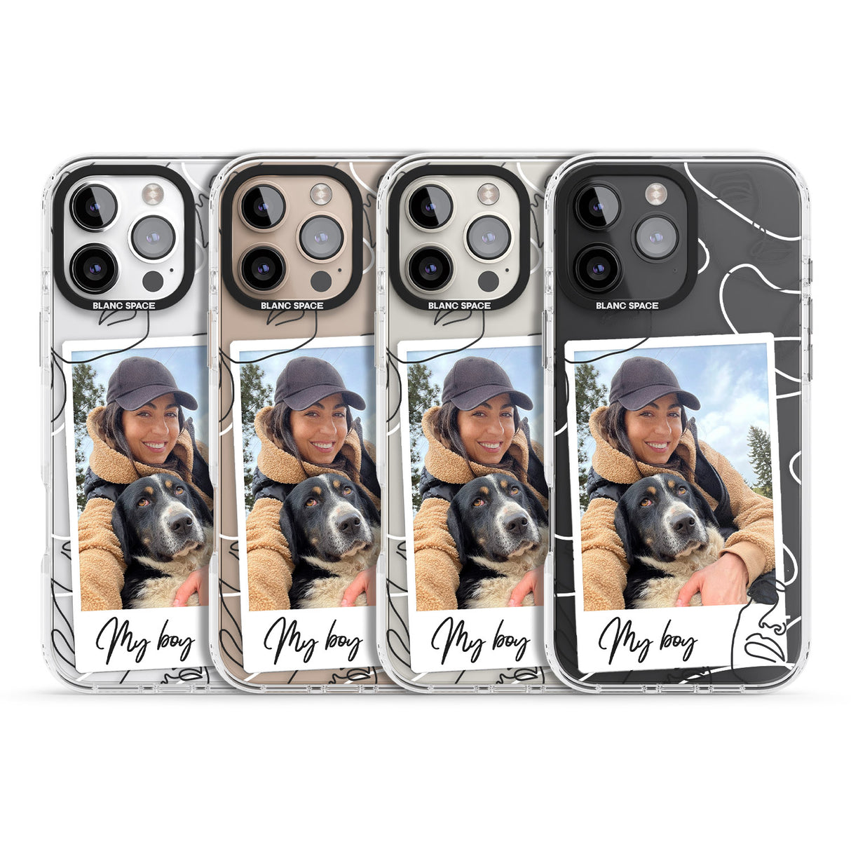 iPhone 16 Pro Max Personalised Abstract Faces Instant Photo Black Impact Phone Case