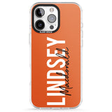 iPhone 16 Pro Max Personalised Bold Name: Orange Black Impact Phone Case