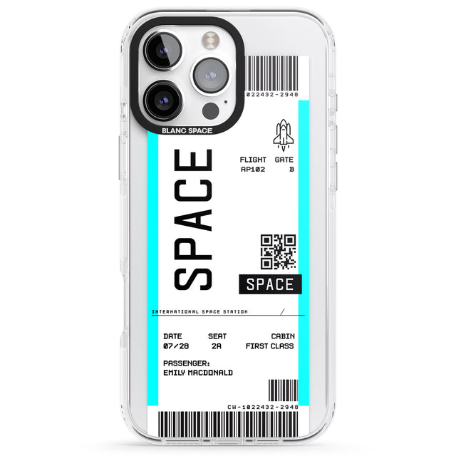 iPhone 16 Pro Max Personalised Space Space Travel Ticket Black Impact Phone Case