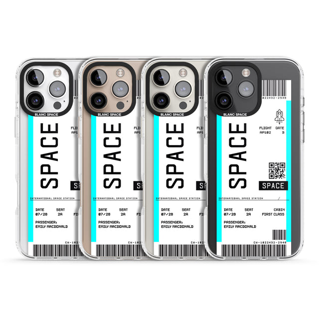 iPhone 16 Pro Max Personalised Space Space Travel Ticket Black Impact Phone Case