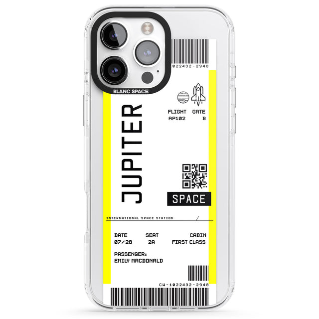 iPhone 16 Pro Max Personalised Jupiter Travel Ticket Black Impact Phone Case