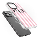 iPhone 16 Pro Max Personalised Pink Stripes Black Impact Phone Case