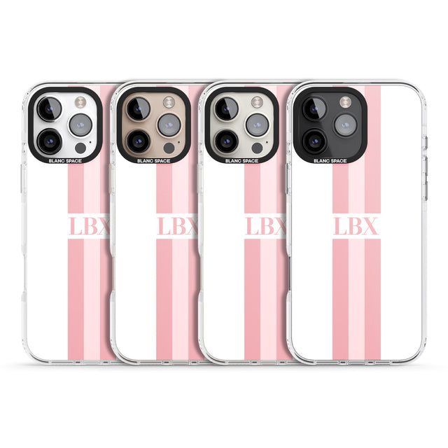 iPhone 16 Pro Max Personalised Minimal Pink Stripes Black Impact Phone Case