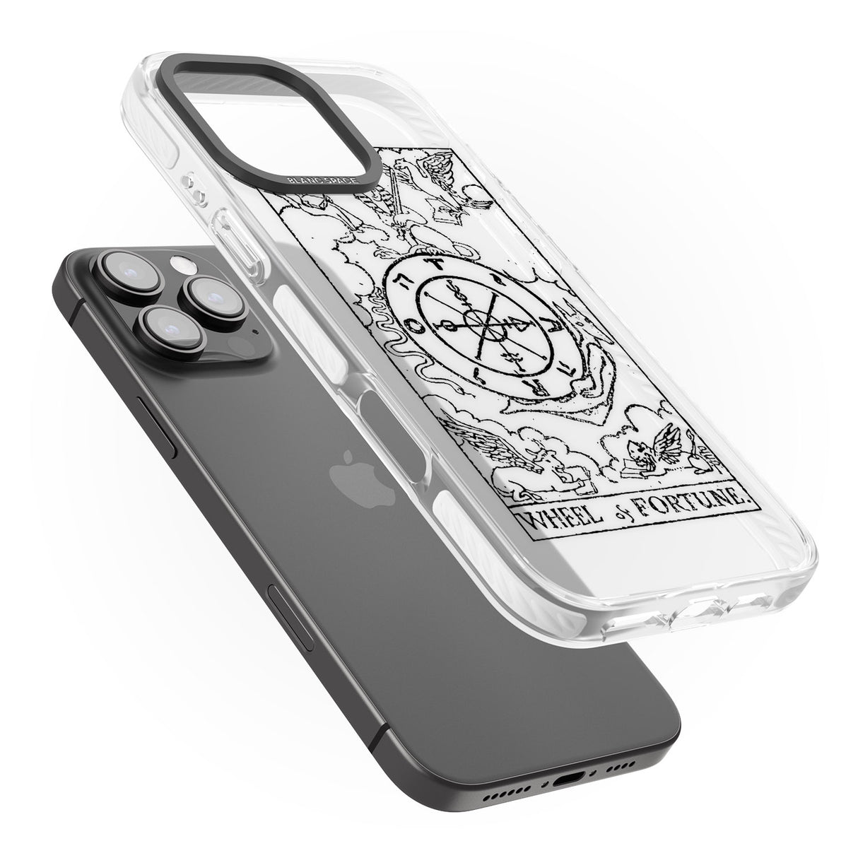 iPhone 16 Pro Max Personalised Wheel of Fortune Tarot Card - Transparent Black Impact Phone Case