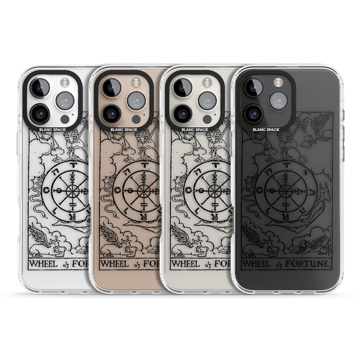 iPhone 16 Pro Max Personalised Wheel of Fortune Tarot Card - Transparent Black Impact Phone Case