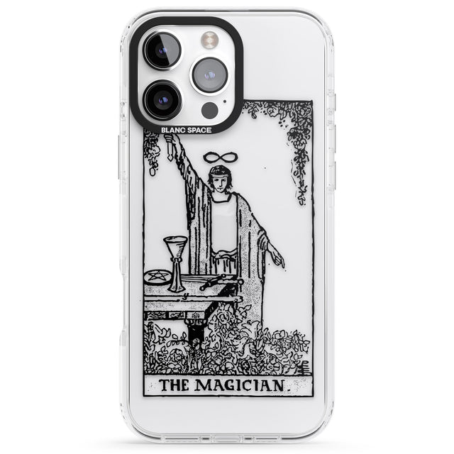 iPhone 16 Pro Max Personalised The Magician Tarot Card - Transparent Black Impact Phone Case