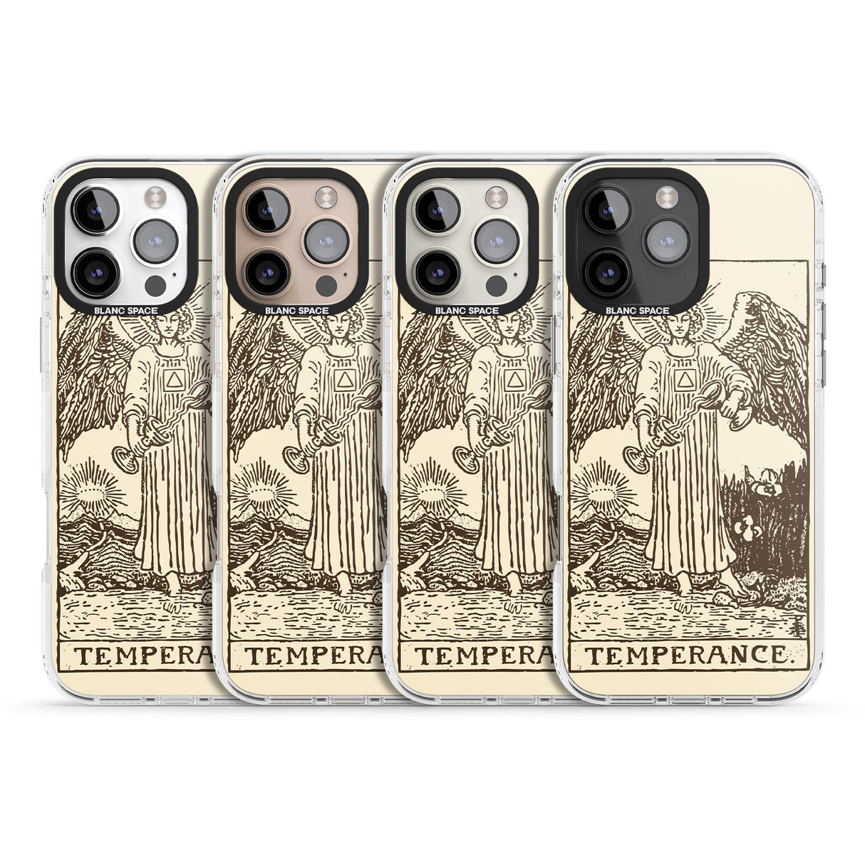 iPhone 16 Pro Max Personalised Temperance Tarot Card - Solid Cream Black Impact Phone Case