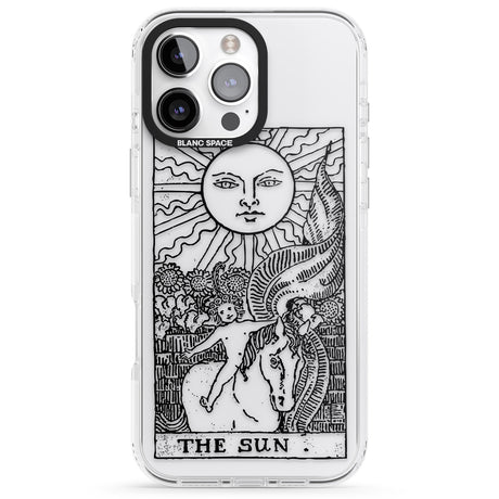 iPhone 16 Pro Max Personalised The Sun Tarot Card - Transparent Black Impact Phone Case