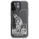 iPhone 16 Pro Max Personalised Strength Tarot Card - White Transparent Black Impact Phone Case