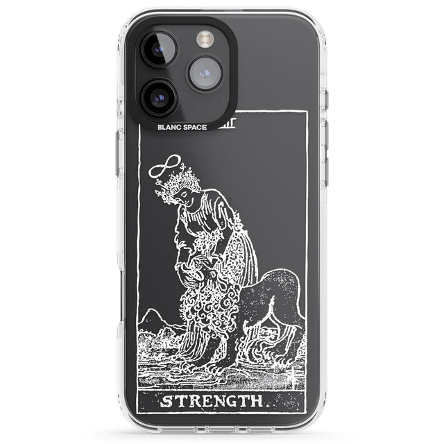 iPhone 16 Pro Max Personalised Strength Tarot Card - White Transparent Black Impact Phone Case