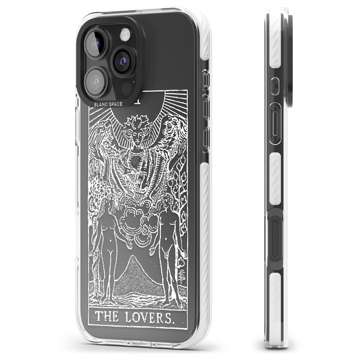 iPhone 16 Pro Max Personalised The Lovers Tarot Card - White Transparent Black Impact Phone Case