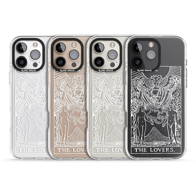 iPhone 16 Pro Max Personalised The Lovers Tarot Card - White Transparent Black Impact Phone Case