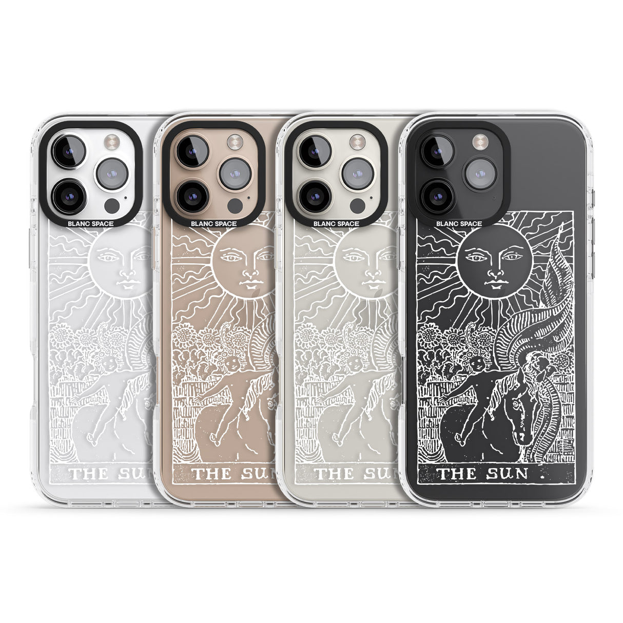 iPhone 16 Pro Max Personalised The Sun Tarot Card - White Transparent Black Impact Phone Case