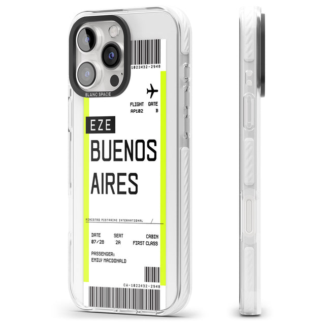 iPhone 16 Pro Max Personalised Buenos Aires Boarding Pass Black Impact Phone Case