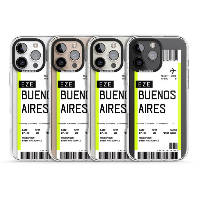 iPhone 16 Pro Max Personalised Buenos Aires Boarding Pass Black Impact Phone Case