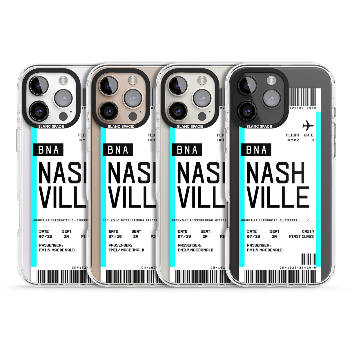 iPhone 16 Pro Max Personalised Nashville Boarding Pass Black Impact Phone Case