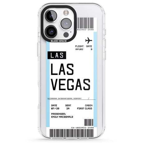 iPhone 16 Pro Max Personalised Las Vegas Boarding Pass Black Impact Phone Case