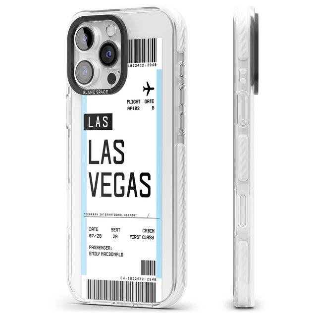 iPhone 16 Pro Max Personalised Las Vegas Boarding Pass Black Impact Phone Case