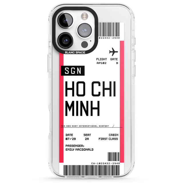 iPhone 16 Pro Max Personalised Ho Chi Minh City Boarding Pass Black Impact Phone Case