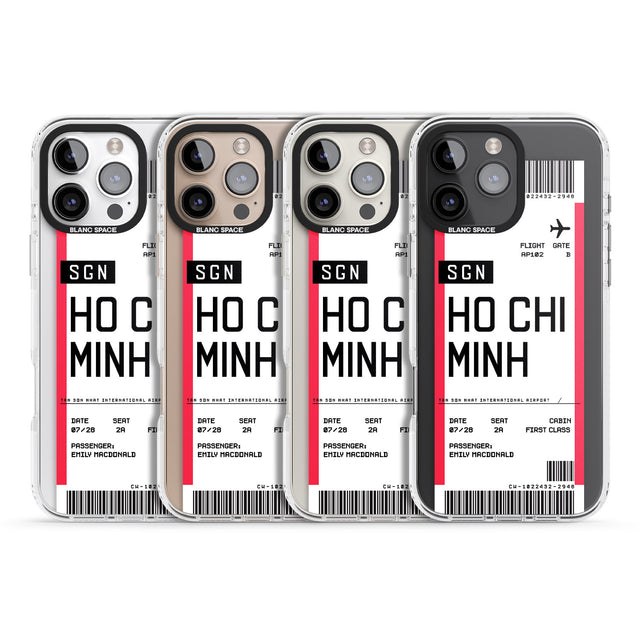 iPhone 16 Pro Max Personalised Ho Chi Minh City Boarding Pass Black Impact Phone Case