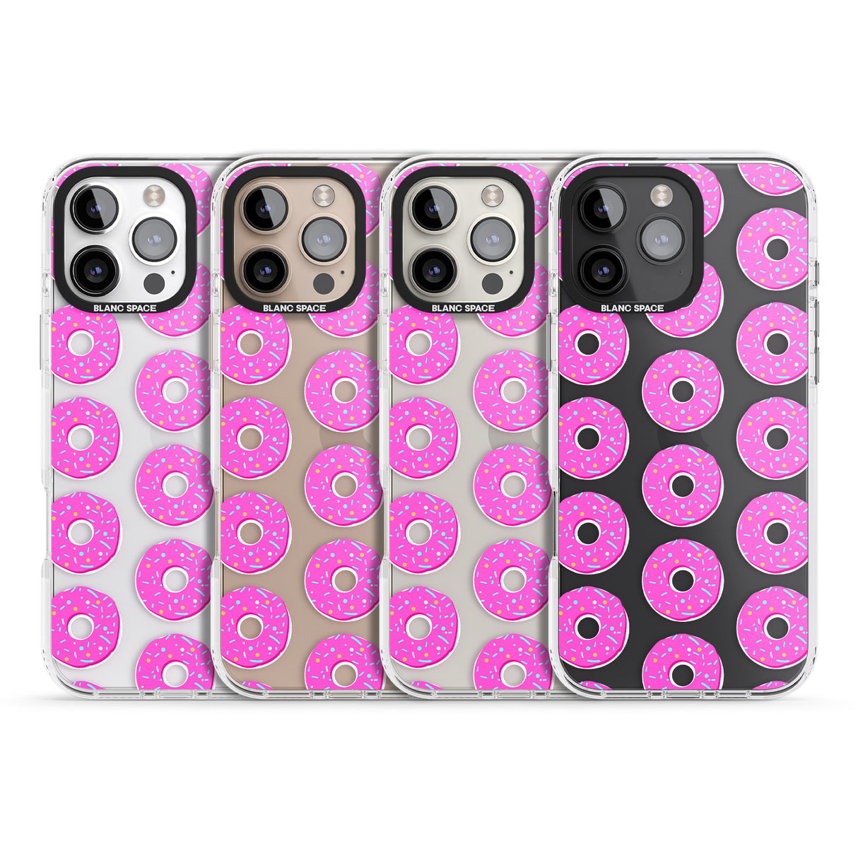 iPhone 16 Pro Max Pink Donut Pattern Black Impact Phone Case