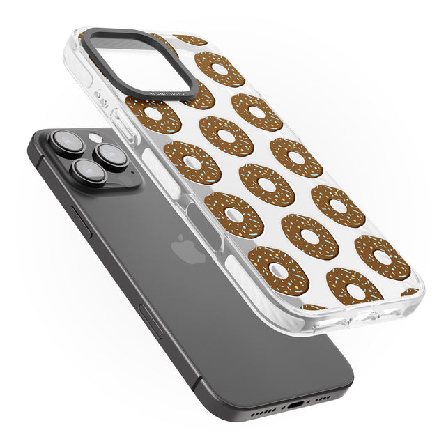 iPhone 16 Pro Max Chocolate Donut Pattern Black Impact Phone Case