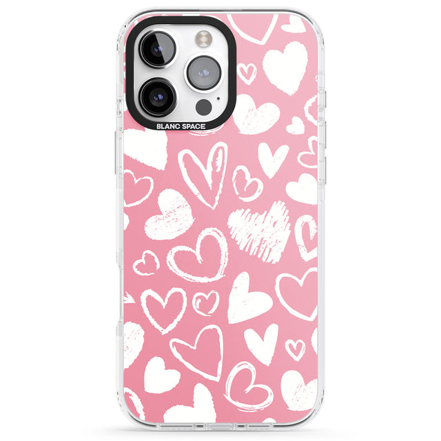 iPhone 16 Pro Max Chalk Hearts Black Impact Phone Case