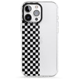 iPhone 16 Pro Max Checker: Half Black Check on Clear Black Impact Phone Case