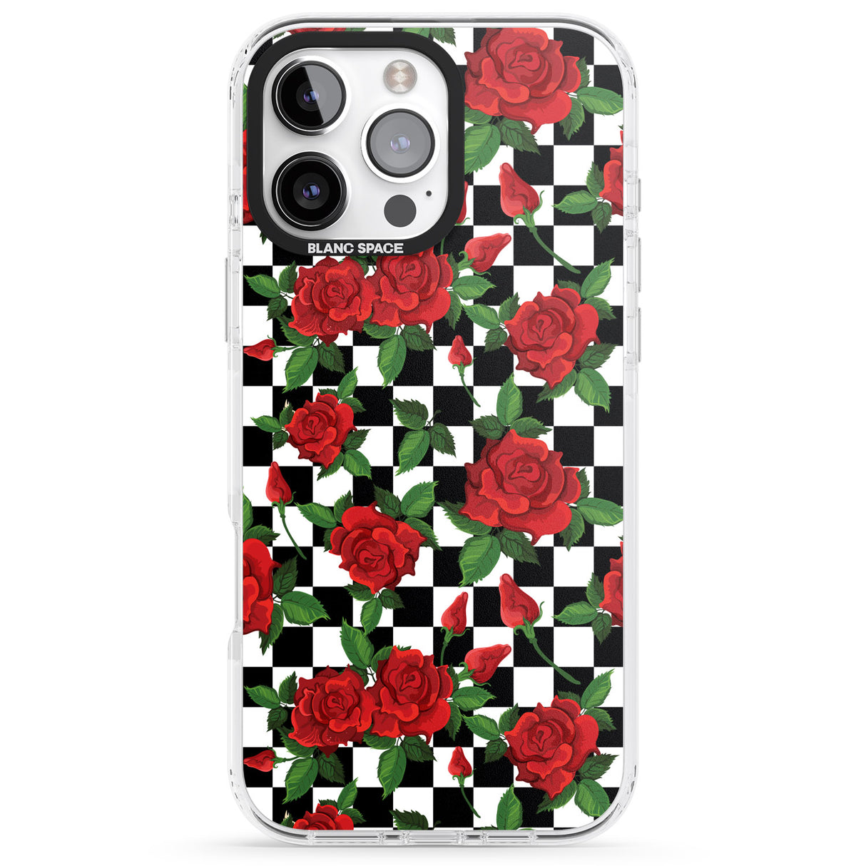 Checkered Pattern & Red Roses